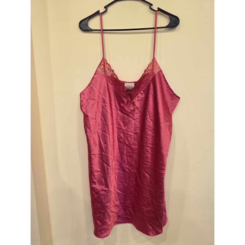 Secret Treasures Satin Lace Cami Nightgown Sleep Dress Pink 2X Plus Lingerie